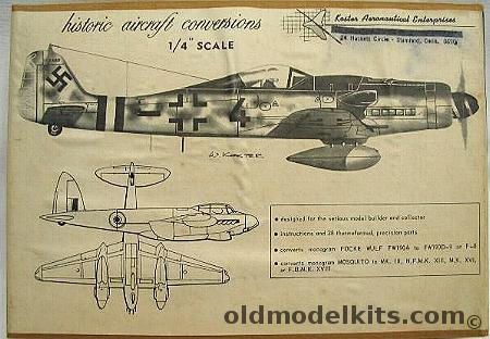 Koster 1/48 Historic Aircraft Conversions Mosquito to Mk. IX / N.F.M.K. XIII / M.k. XVI / F.B.M.K. XVIII and Focke Wulf FW190A to FW-190 D-9 or F-8 plastic model kit